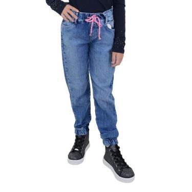 Imagem de Calça Jeans Infantil Feminina Dipopini Jogger Azul - CIF139, Azul, 06