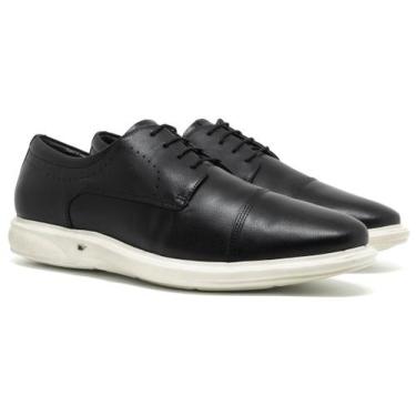 Imagem de Sapato Casual Jota Pe 3D Soft Couro Confortável, Preto, 39