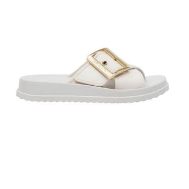 Imagem de Sandália Feminina Petite Jolie Feat Slide Básico Moda Pj7482, 36, Bran