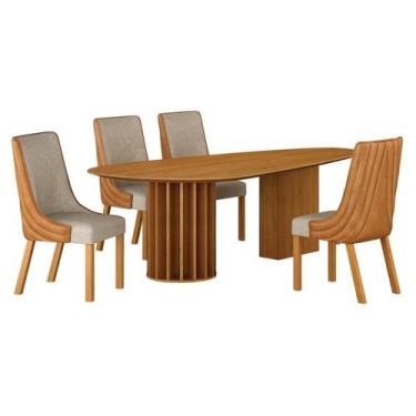 Imagem de Mesa de Jantar Belle 1,80x1,00m Orgânica Cinamomo com Kit 4 Cadeiras p