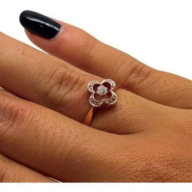 Imagem de Anel Flor Trevo de Diamantes Ouro Rose 18K 14942 K350 - Usa Joias, Ama