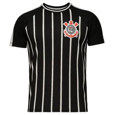 Imagem de Camisa Corinthians Preta e Branca Brasão Bordado Oficial Tamanho:GGCor