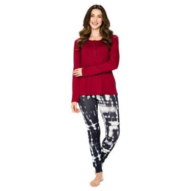 Imagem de Pijama Feminino Longo Legging Visco 245171 - Cia do Pijama, P, Tie dye