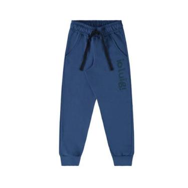 Imagem de Calça Em Moletom Felpado Menino Infantil Kids Com Bolso - Ioluig, Azul