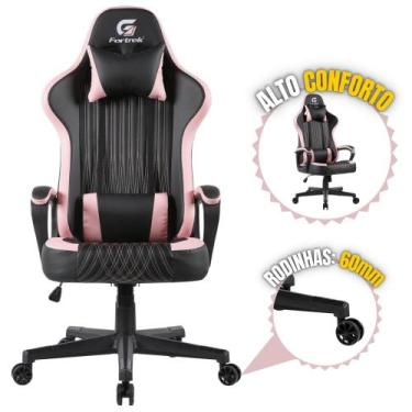 Imagem de Cadeira Gamer Giratória Elevação Black Preto VICKERS Fortrek Material 