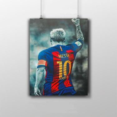 Imagem de Placa Decorativa Lionel Messi Jogador Barcelona Wallpaper - Artesanal