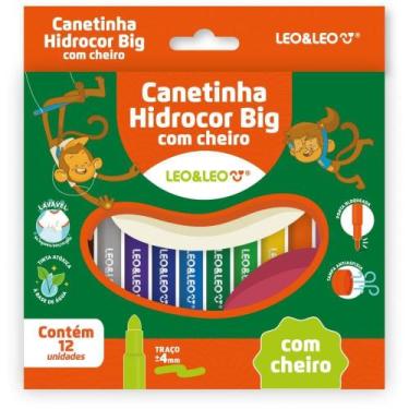 Imagem de Caneta Hidrografica Jumbo Leo e Leo BIG C/AROMA 12 Core Estojo - Leono