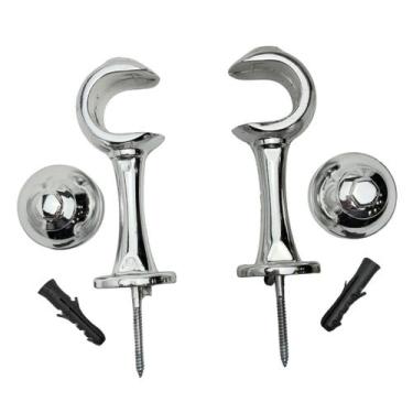 Imagem de Kit Suporte Para Varão 28mm Com Ponteira PVC Cortina Par Várias Cores 