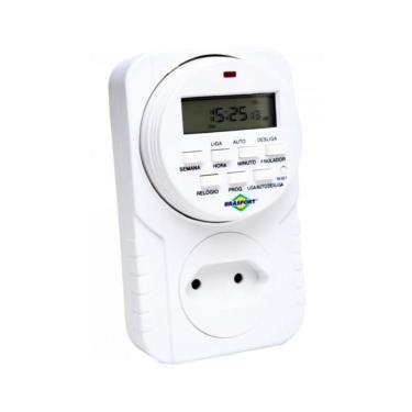 Imagem de Timer Digital 24h Temporizador Automático Bivolt 110V-220V Branco Brasfort