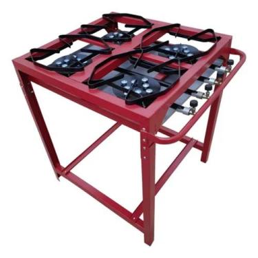 Imagem de Fogão Industrial 4 Bocas Alta Pressão Com Pé e Kit Gás Vinho - Suzan
