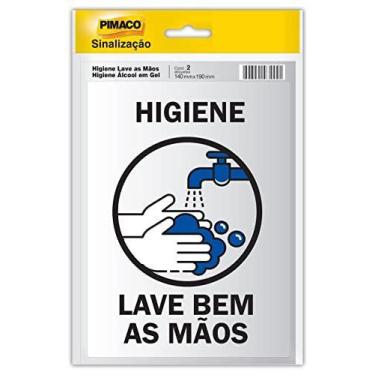 Imagem de Placa De Sinalizacao Hig. E Lave As Maos 14Cmx19Cm - PIMACO