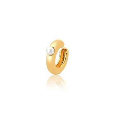 Imagem de Piercing Unitário Liso com Pérola Banhado a Ouro - Joia Elegante - VID