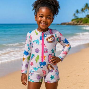 Imagem de Macaquinho Maiô Infantil Menina Menino Natação com Proteção UV50 Estam