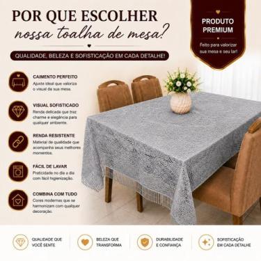 Imagem de Toalha de Mesa de Renda 4 até 6 Lugares Retangular 1,50x2,00 Rendada M