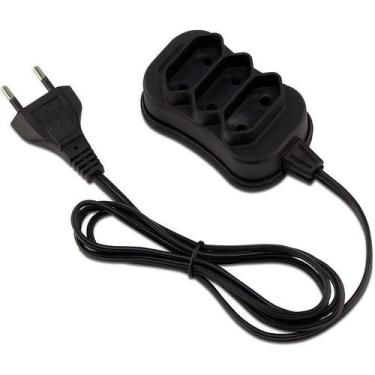 Imagem de Extensão Elétrica Bipolar 1m 3 Tomadas Slim Pt - FORCE LINE