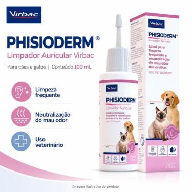 Imagem de Phisioderm Limpador Auricular Virbac Cães e Gatos 100ml Antiodor Higie