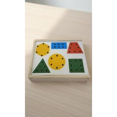 Imagem de Jogo de Alinhavo Formas Geométricas em Madeira 24 Peças - Congratulati