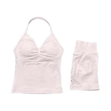 Imagem de Conjunto De Fitness Para Mulheres Com Top Halter Sem Costas E Shorts D