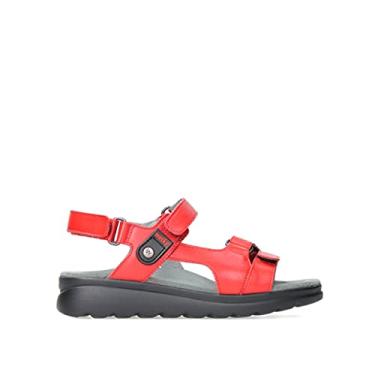 Imagem de Wolky Sandálias Esportivas Femininas, Couro vegi vermelho, 9.5-10