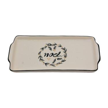 Imagem de Travessa Cerâmica Retangular Noel Off White 24 x 12cm