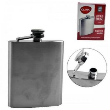 Imagem de Cantil De Bolso Em Aço Inox 210ml - Clink