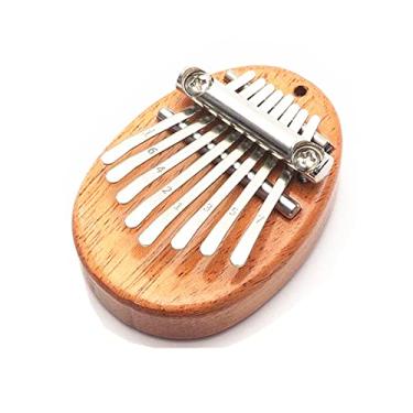 Imagem de Bolso musical de madeira maciça oval mogno oval de mogno 8 teclas mini piano polegar piano polegar mini kalimba