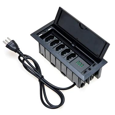 Imagem de Caixa De Tomada 7 Blocos Embutir 5 Tomadas 20A 3 USB 5.2A COR:PRETO