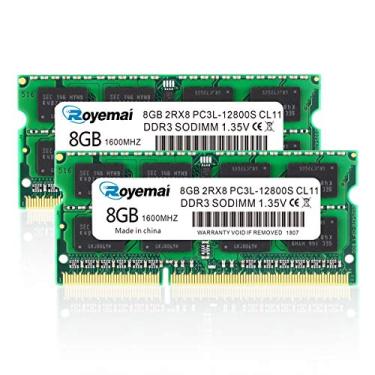 Imagem de DUOMEIQI DDR3 Ram 16GB, DDR3 1600, PC3-12800 2Rx8 PC3 12800S PC3/PC3L DDR3/DDR3L 16GB Kit (2X8GB) 204pin 1.35v CL11 Módulo de memória RAM para notebook