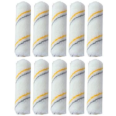Imagem de Pincel de pintura de rolo pacote com 10 rolos de pintura de 10 cm, pequenas capas de rolo de tinta, mini rolo de pintura para pintar paredes guarnições de armários peitoris de janelas porta casa suprimentos de pintura