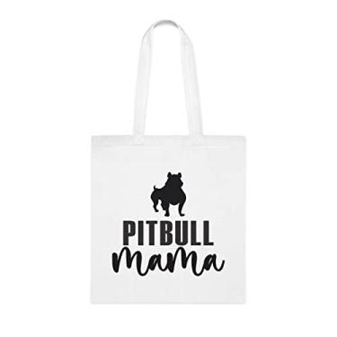 Imagem de Pit Bull Mama Sacola de presente, presente para Pit Bull Mama, presente para Pit Bull Mama, aniversário de Pit Bull Mama bolsa de ombro Pit Bull Mama, bolsa tiracolo reutilizável Pit Bull Mama, Branco