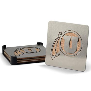 Imagem de Porta-copos de aço inoxidável NCAA Utah Utes Boaster conjunto com 4
