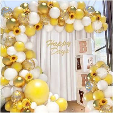 Imagem de Sunflower Yellow Gold White Balloons Balloon Garland Arch Kit, Sunflower Bee Theme Birthday Baby Shower Wedding Party Decorations for Girl Boy