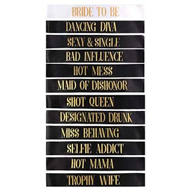 Imagem de Snogisa Conjunto com 12 faixas de despedida de solteira, decorações de festa de chá de noiva, faixa de tribo de noiva, faixas divertidas para festa de casamento, lembrancinhas de despedida de solteiro