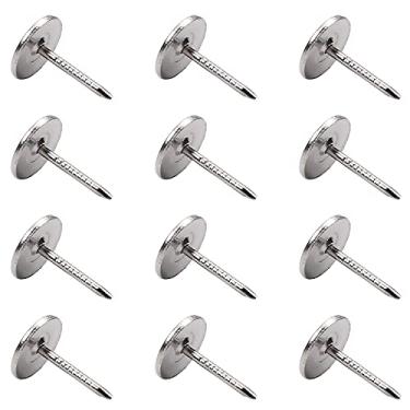 Imagem de MroMax Estofado Unhas Tacks 11 mm x 15 mm Cabeça Chata Móveis Tom de prata para Cabeceira de Sofá de Móveis, 50 Peças
