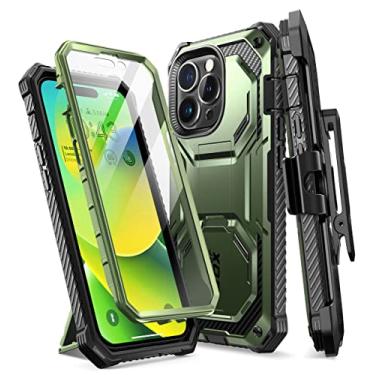 Imagem de i-Blason Capa Armorbox projetada para iPhone 14 Pro de 6,1 polegadas (versão 2022) com suporte e clipe de cinto, capa protetora de corpo inteiro com protetor de tela integrado (Guldan)