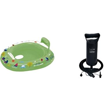 Imagem de Kit Boia Bote Com Fralda Para Bebês Verde + Bomba De Ar Manu