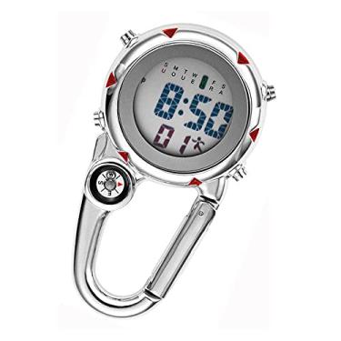 Imagem de MOOKEENONE 1 x relógio mosquetão, mochila de caminhada com clipe de pulseira mosquetão digital esportivo Fob relógio luminoso