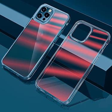 Imagem de Capa para iPhone 12 Pro Max, capa protetora transparente colorida com airbag à prova de choque, capa protetora elegante ultrafina para iPhone 12 Pro Max 6,7 polegadas, vermelha