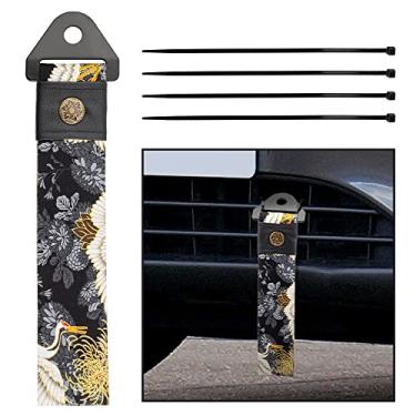 Imagem de Correia de reboque JDM Car Modification Sports Trailer Belt com combinação de elementos antigos japoneses de substituição para cinto de reboque decorativo (Cinza de guindaste)