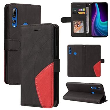 Imagem de Capa carteira Huawei P Smart Z, compartimentos para porta-cartões, fólio de couro PU de luxo anexado à prova de choque capa de TPU com fecho magnético com suporte para Huawei P Smart Z (preto)