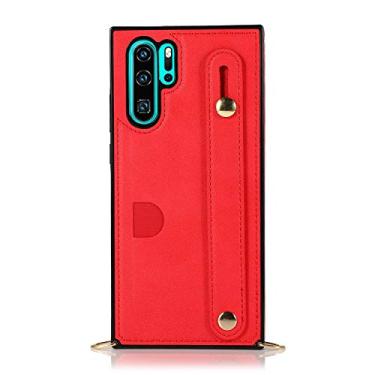 Imagem de Caso de capa de telefone de proteção Para huawei p30 pro carteira caso crossbody couro caso cinta de mão, kickstand, suporte de cartão, ajustável alça de ombro removível para Huawei P30 Pro (Color :