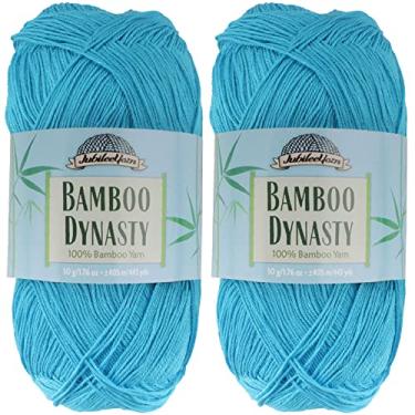 Imagem de (2, Azure Blue) - 2 Skeins - Lace Weight 100% Rayon From Bamboo Yarn, 50g/skein style B665 by BambooMN