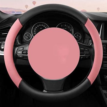 Imagem de Lyqfff Capa de volante de carro 38 cm couro PU volante automático para mulheres volante de carro capa protetora diamante strass
