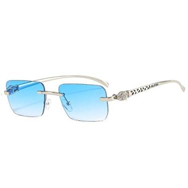 Imagem de Óculos de sol de liga leve leopardo masculino vintage sem aro óculos de sol feminino, 9, tamanho único