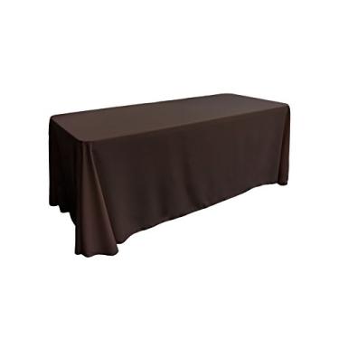 Imagem de LA Linen Toalha de mesa retangular de popelina de poliéster, 228 cm x 396 cm, marrom