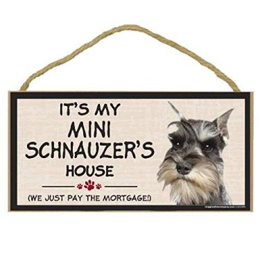 Imagem de Imagine This Placa decorativa de raça de madeira, mini Schnauzer