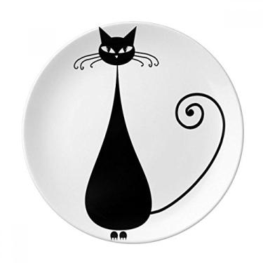 Imagem de Prato de sobremesa com silhueta de animal de Halloween, gato preto, decoração de porcelana de 20,32 cm, jantar em casa