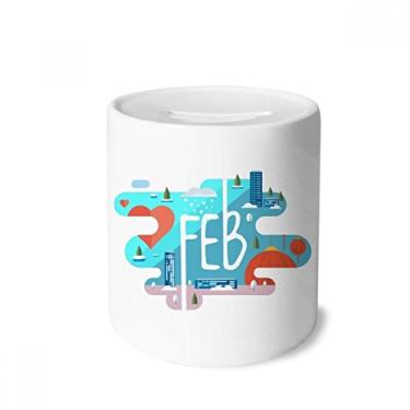Imagem de DIYthinker Ilustração da temporada do mês de fevereiro, caixa para dinheiro, porta-moedas de cerâmica, presente de cofrinho