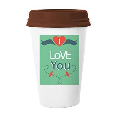 Imagem de Caneca de cerâmica verde I Love You Dia dos Namorados Copo de café Copo de cerâmica
