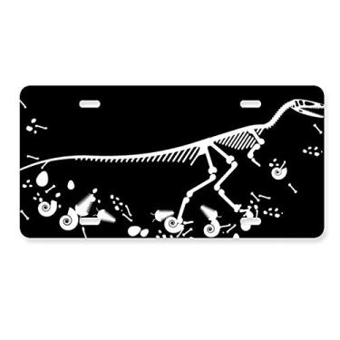 Imagem de DIYthinker Placa de licença para decoração de ossos de grama de dinossauro enorme, etiqueta de aço inoxidável para automóveis